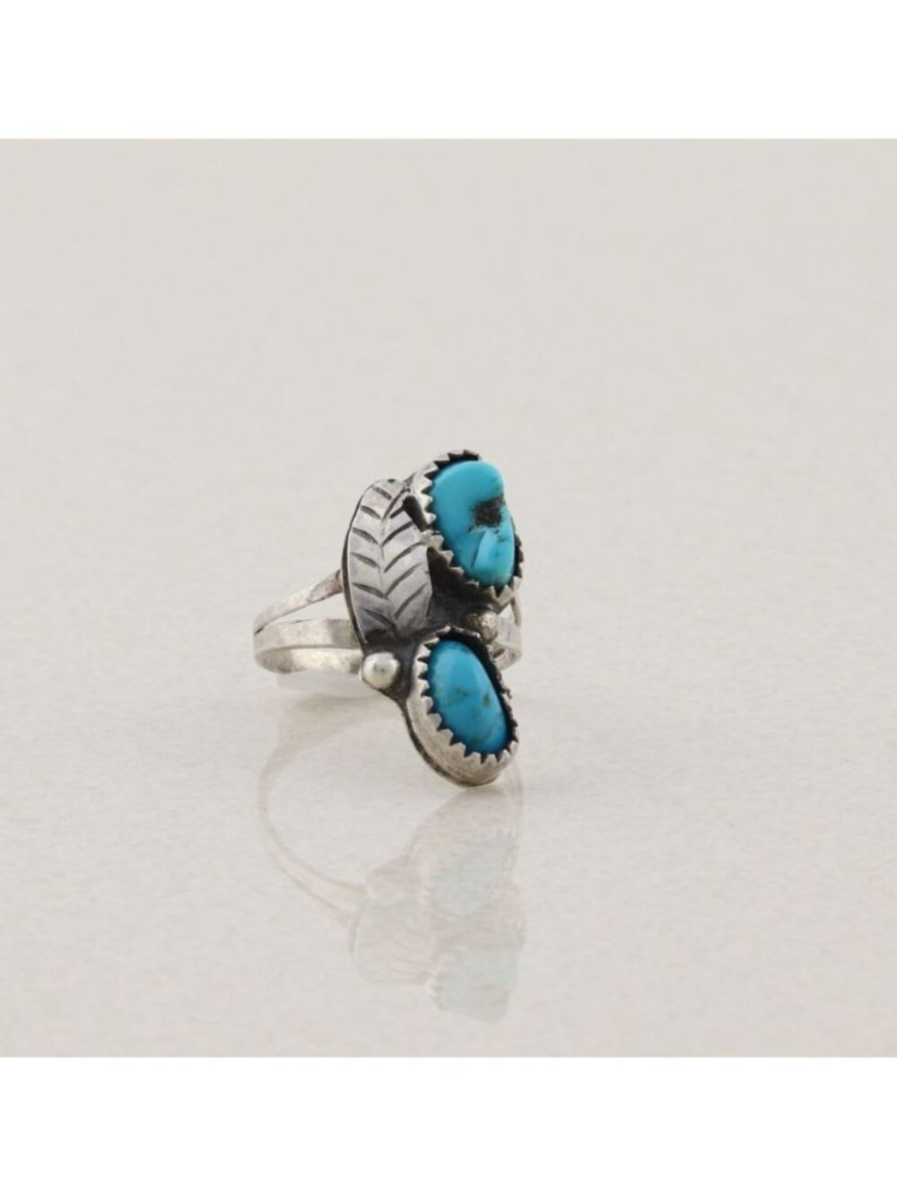 Sterling Silver Natural Turquoise Ring Size 5 3/4 - Picture 4 of 6